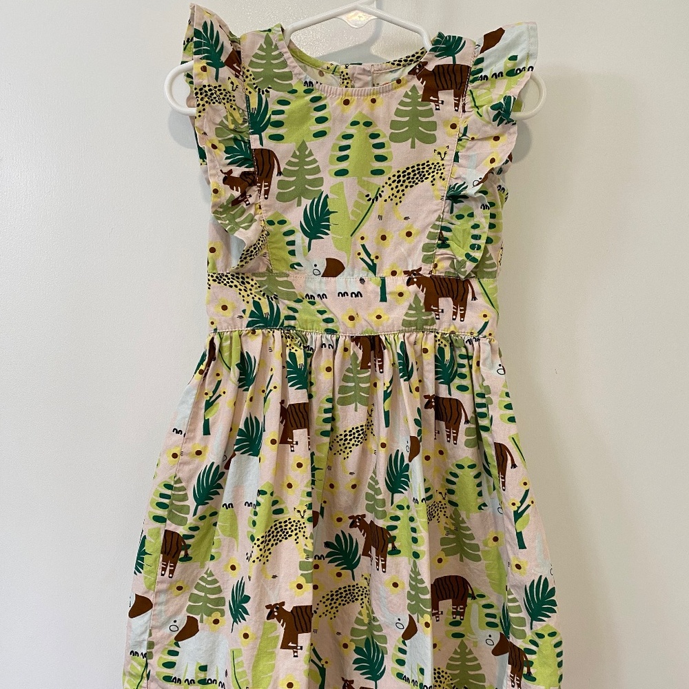 Piccolina 100% cotton jungle animal print dress size 2T (12-18m)